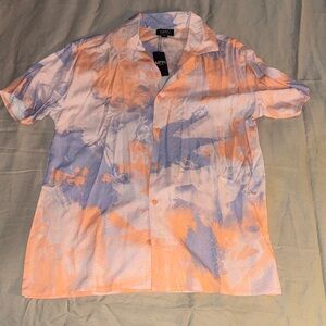 MAN Orange & Lavender Abstract Short-Sleeve Button-Down Shirt